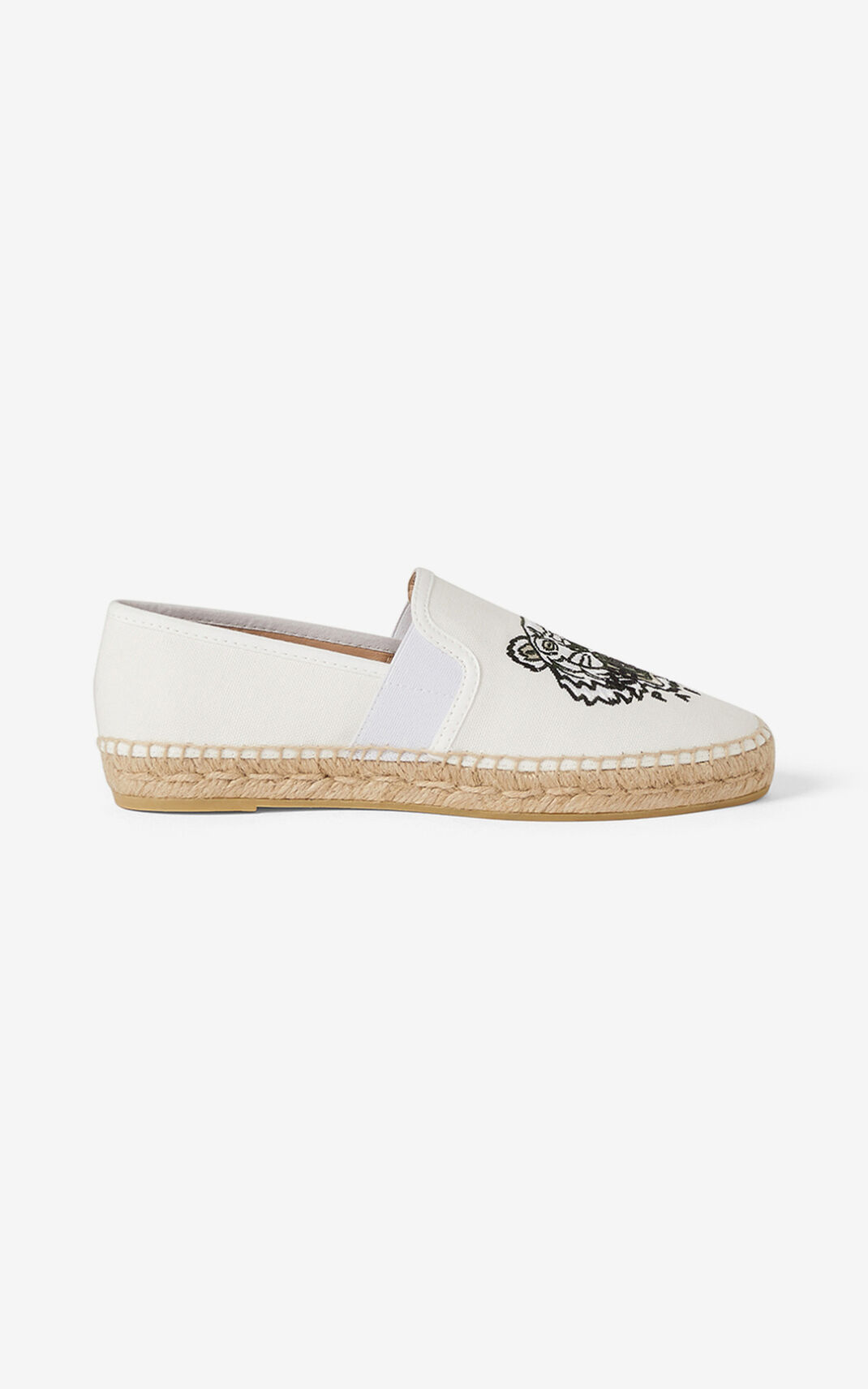 Espadrille Kenzo Tiger elasticated Toile Femme Blanche | LTKM-64238